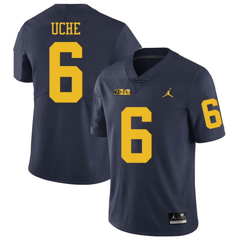 Jordan Brand Men #6 Josh Uche Michigan Wolverines College Football Jerseys Sale-Navy